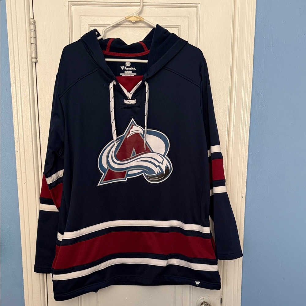 Fanatics Colorado Avalanche Navy and Burgundy Hooded Hockey Jersey